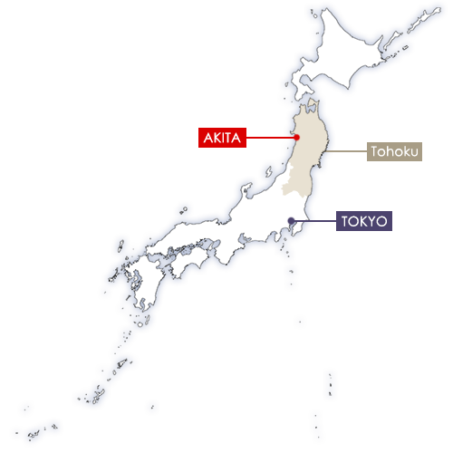 Akita in Japan map