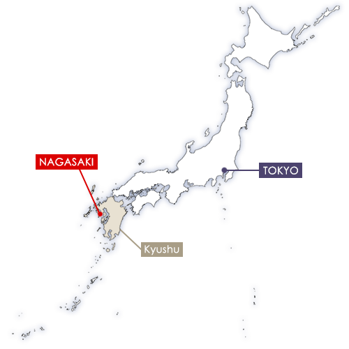 Nagasaki in Japan map